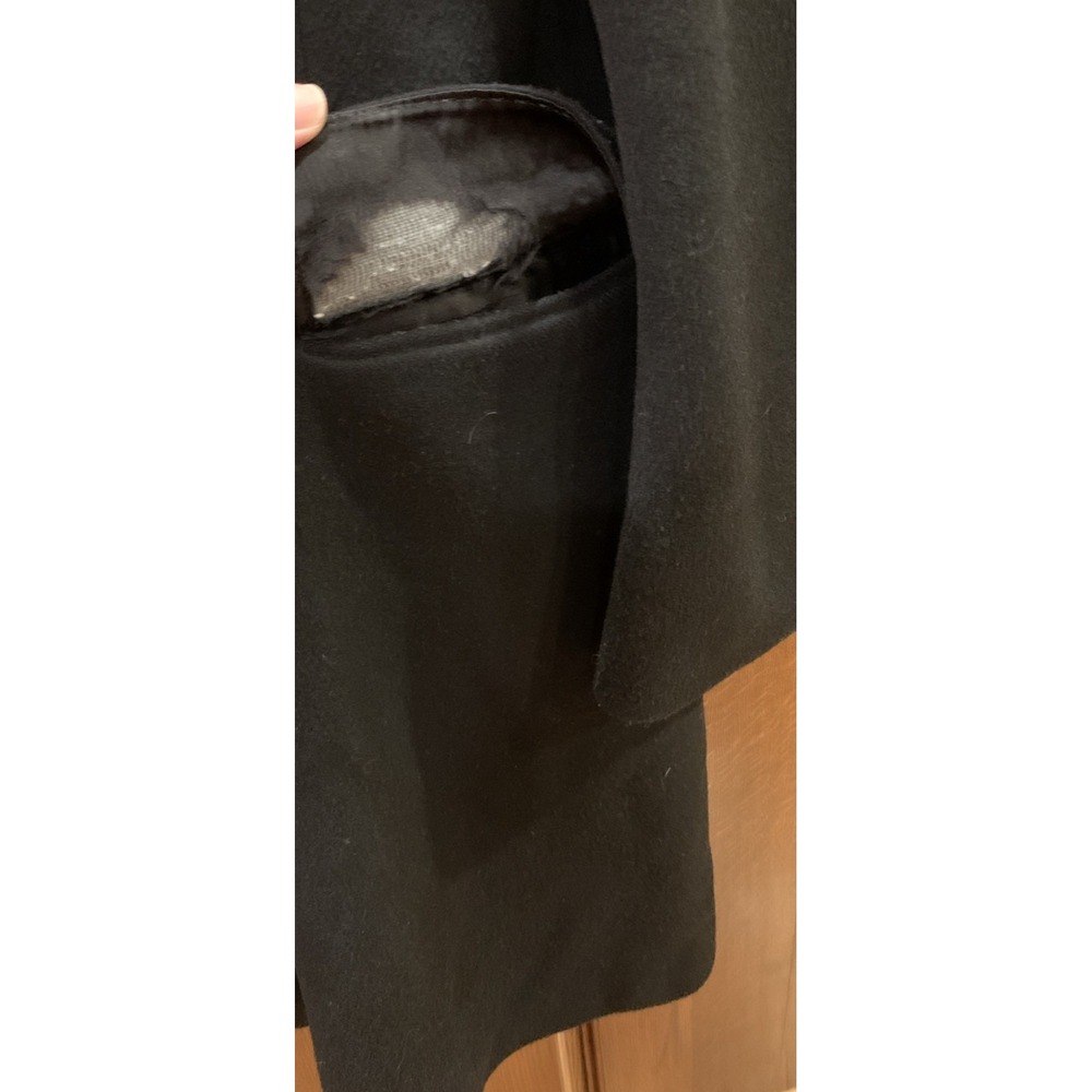 Men's Black Wool-Blend Single-Breasted Overcoat Cashmere Blend Size 42R - Picture 4 of 8
